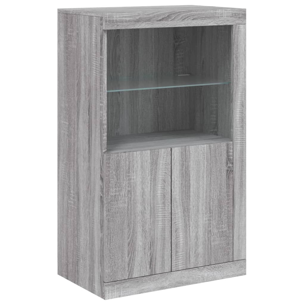 Sideboard with LED Lights Grey Sonoma 162x37x100 cm